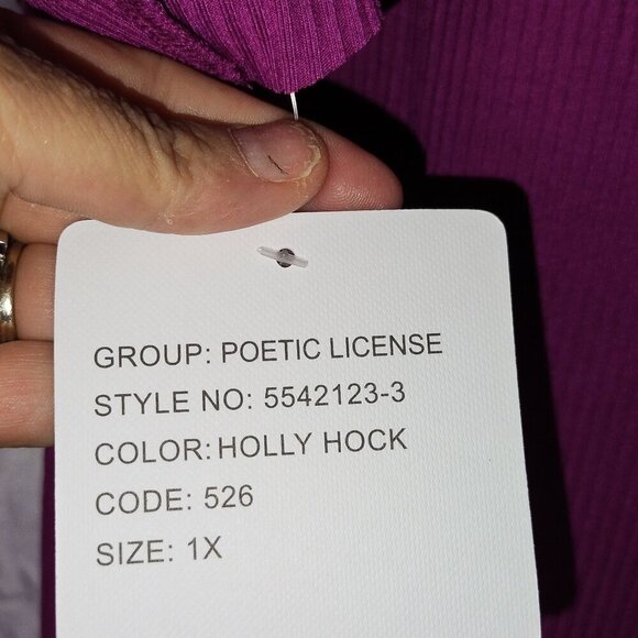 NWT Stella & Ginger purple ribbed knit flutter sleeve blouse. - Picture 3 of 3